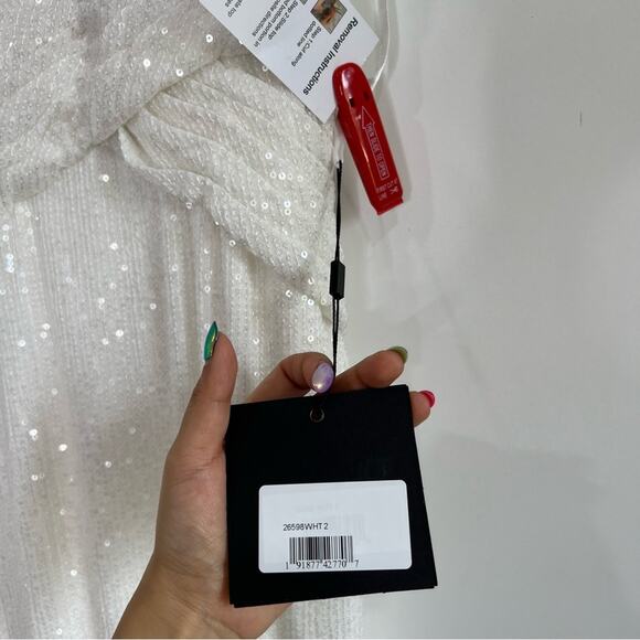 Mac Duggal 26598 V Neck Sequin Wrap Waist Gown - Picture 9 of 9